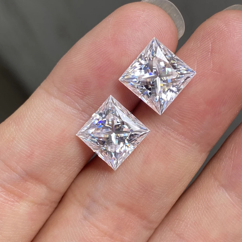 

5.5mm 6.5mm 7mm 1ct 1.5ct 2ct Princess Cut Moissanite VVS1 GH Color Lab Square Moissanite Diamond Loose Stone