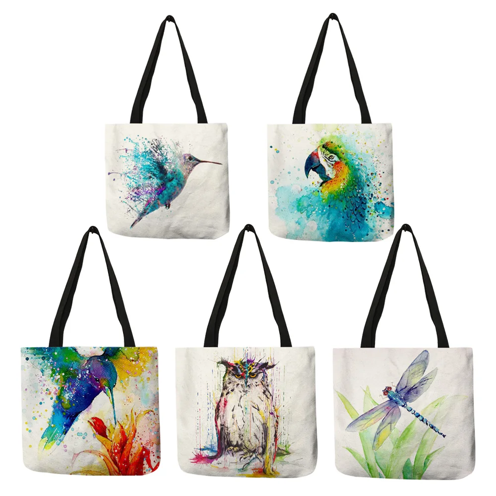 Creative Pattern Lady Shopping Shoulder Bags Watercolor Art Bird Owl Dragonfly Print Handbag Eco Linen Practical Office Totes
Creative Pattern Lady Shopping Shoulder Bags Watercolor Art Bird Owl Dragonfly Print Handbag Eco Linen Practical Office Totes
