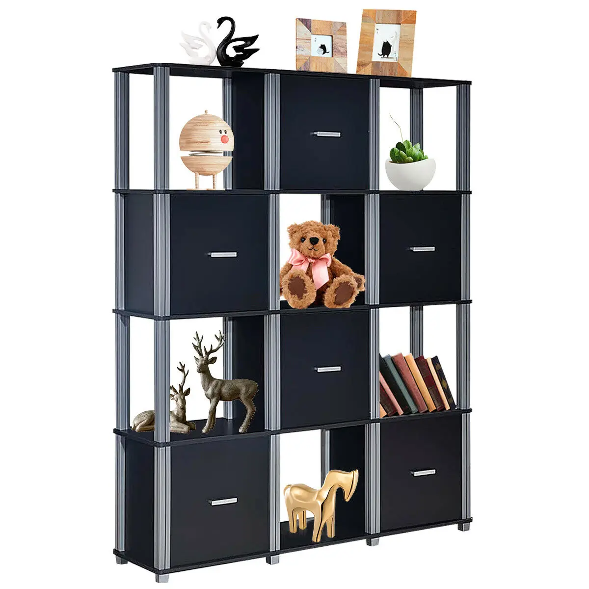 Costway 4-Tier Storage Shelf 12 Cube Organizer Unit Display Bookcase Black W/6 Doors
Costway 4-Tier Storage Shelf 12 Cube Organizer Unit Display Bookcase Black W/6 Doors