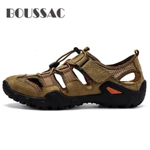 BOUSSAC chaussures de randonnée en plein air étanche hommes randonnée sandales en cuir véritable montagne Trekking sport baskets antidérapant Auqa chaussures(China)