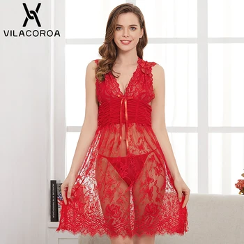 Deep V Bow Lace See Through Sexy Women Sleepwear Sleeveless Sashes Backless Lady Night Dress Summer Home Women Sexy Nightwear 
Deep V Bow Lace See Through Sexy Women Sleepwear Sleeveless Sashes Backless Lady Night Dress Summer Home Women Sexy Nightwear