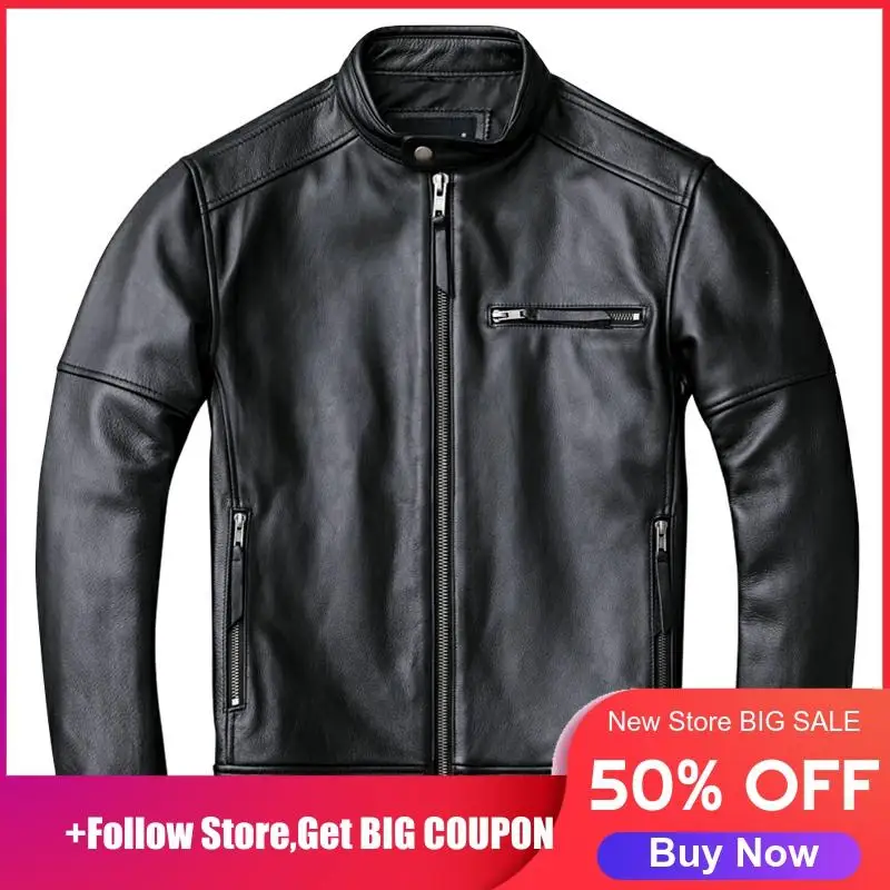 2020 Black Men Slim Fit Motorcycle Leather Jacket Stand Collar Plus Size XXXXL Genuine Cowhide Spring Russian Biker's Coat
2020 Black Men Slim Fit Motorcycle Leather Jacket Stand Collar Plus Size XXXXL Genuine Cowhide Spring Russian Biker's Coat