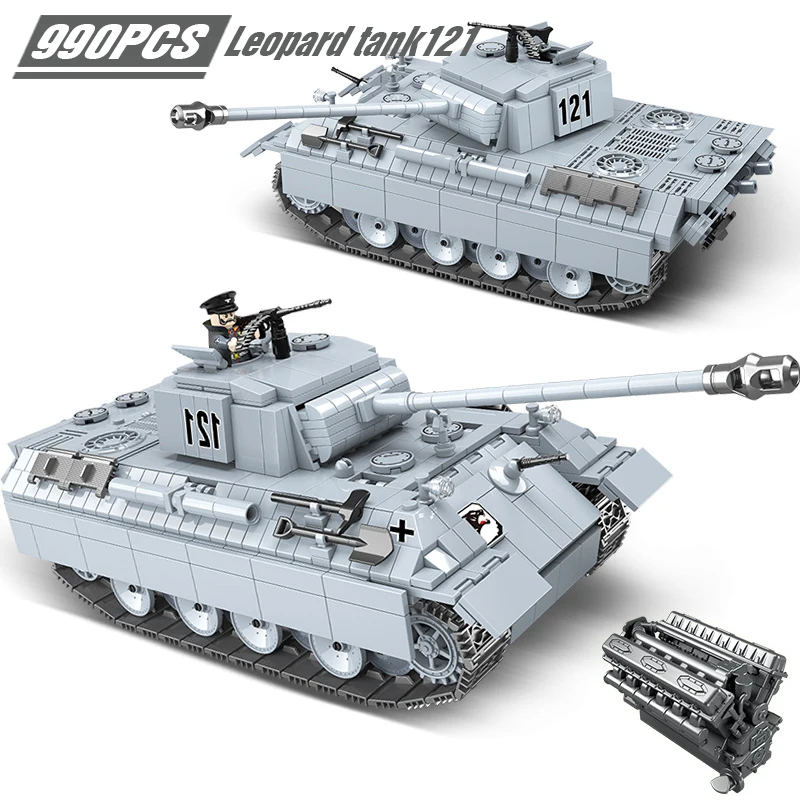 2020 New Military Tank World Panther Tank World 121 Building Blocks Legoing Technic WW2 Soldier Weapon Army Bricks Kids Toys
2020 New Military Tank World Panther Tank World 121 Building Blocks Legoing Technic WW2 Soldier Weapon Army Bricks Kids Toys