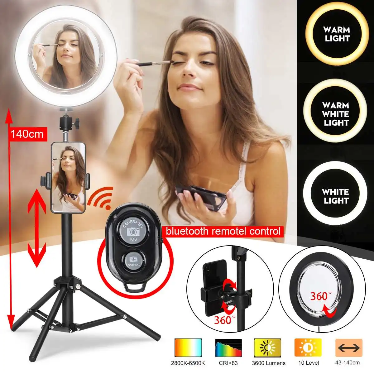 Freya Ring Light Photography Dimmable LED Selfie Photo Studio Light Photographic Ring Lighting 2800-6500K USB Port with Tripod
Freya Ring Light Photography Dimmable LED Selfie Photo Studio Light Photographic Ring Lighting 2800-6500K USB Port with Tripod