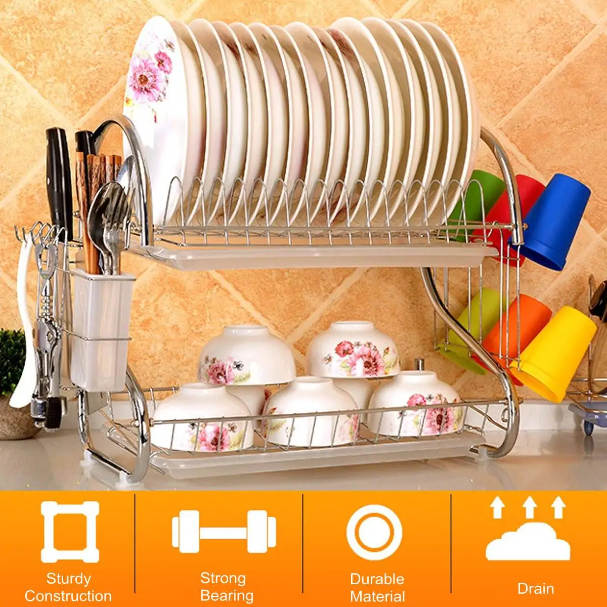 Steel Kitchen Washing Holder Dish Drying Rack Basket Plated Kitchen Cup Knife Sink Dish Drainer Drying Rack Organizer 2 Tiers
Steel Kitchen Washing Holder Dish Drying Rack Basket Plated Kitchen Cup Knife Sink Dish Drainer Drying Rack Organizer 2 Tiers