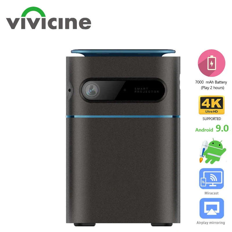 Портативный мини-проектор Vivicine D042 Android 9.0 Wi-Fi BT 5 0 DLP портативный проектор с