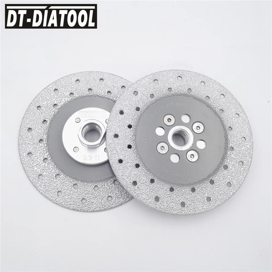 DT-DIATOOL 2pcs 125MM/5" 5/8-11 Flange Vacuum Brazed Diamond Cutting Grinding Disc Shaping Stone Granite Marble Concrete Blade
DT-DIATOOL 2pcs 125MM/5" 5/8-11 Flange Vacuum Brazed Diamond Cutting Grinding Disc Shaping Stone Granite Marble Concrete Blade