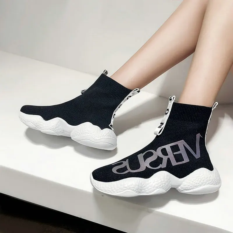 New Trendy Shoes Woman High Top Sneakers knitting Platform Shoes Ankle Boots Black White Femme Chunky Sock Shoes A62-99 JY
New Trendy Shoes Woman High Top Sneakers knitting Platform Shoes Ankle Boots Black White Femme Chunky Sock Shoes A62-99 JY