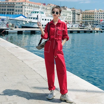 2020 Women Long Sleeve Red Jumpsuits Female Streetwear Fashion Loose Casual Bandage Romper Overalls One Piece Cargo Pants 9905
2020 Women Long Sleeve Red Jumpsuits Female Streetwear Fashion Loose Casual Bandage Romper Overalls One Piece Cargo Pants 9905