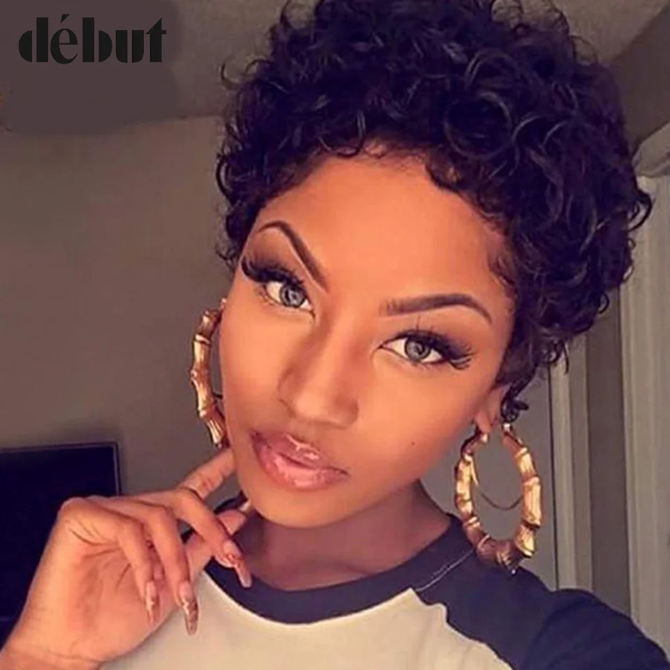 Debut Kinky Curly Human Hair Wigs For Black Women Pixie Cut Short Curly Hair Wigs Remy Brazilian Short Hair Wigs Women's Wigs
Debut Kinky Curly Human Hair Wigs For Black Women Pixie Cut Short Curly Hair Wigs Remy Brazilian Short Hair Wigs Women's Wigs