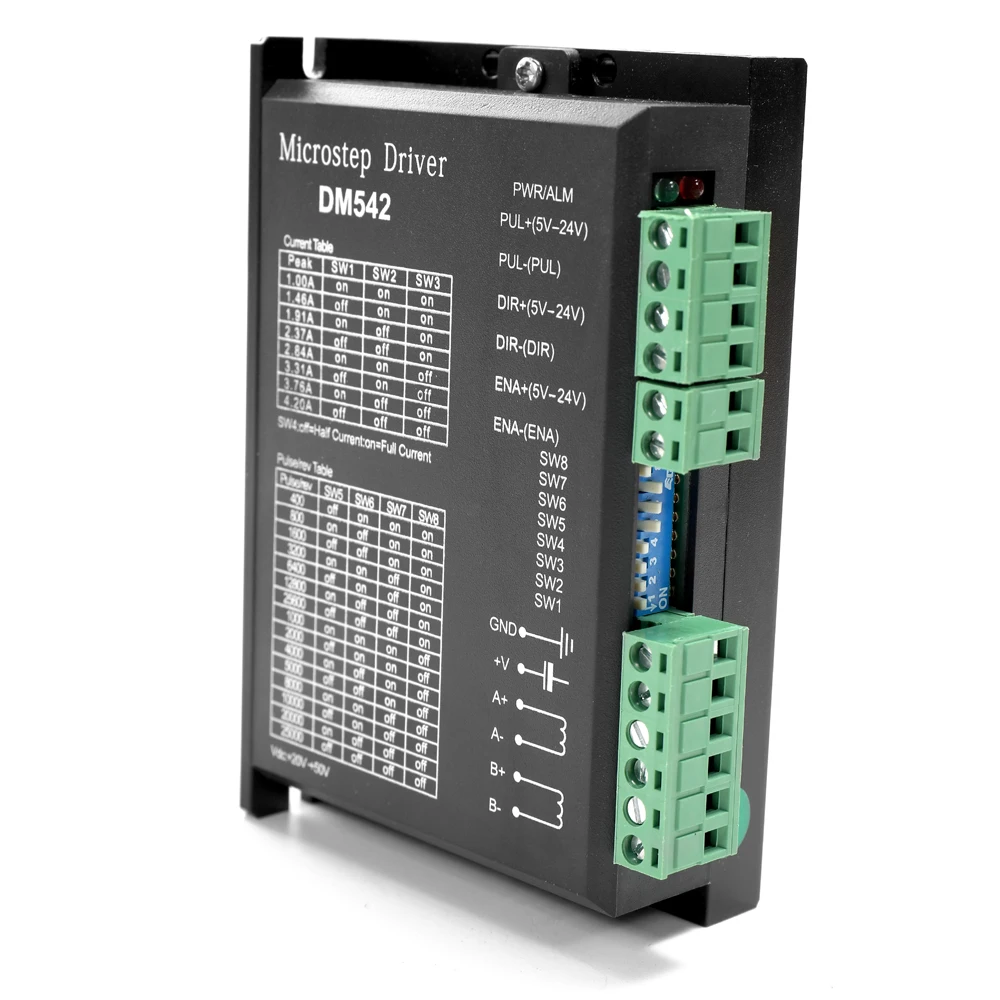 DM542 2-phase Stepper Motor Driver 57/86 Series Step Stepping Motor Driver 18-48VDC Optical isolation signal input Motor Driver
DM542 2-phase Stepper Motor Driver 57/86 Series Step Stepping Motor Driver 18-48VDC Optical isolation signal input Motor Driver