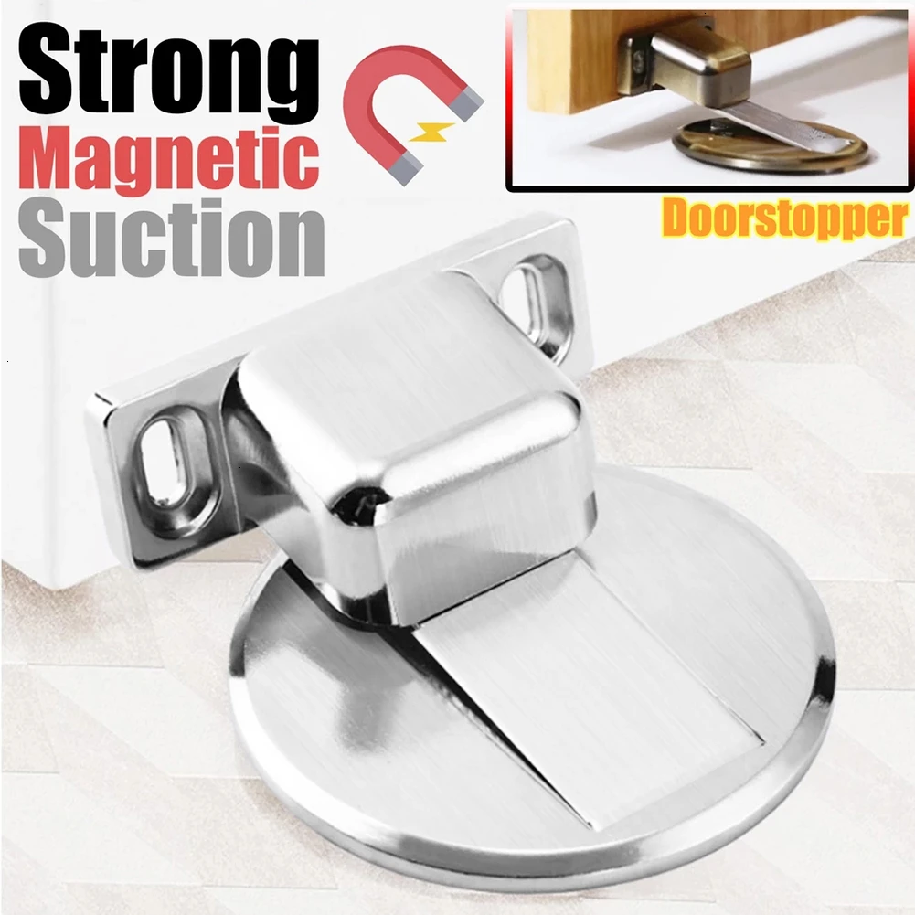 Powerful Magnetic Stainless Steel Door Stopper Hidden Door Holder Catch Floor Nail-free Doorstop Furniture Hardware Suction Wall 
Powerful Magnetic Stainless Steel Door Stopper Hidden Door Holder Catch Floor Nail-free Doorstop Furniture Hardware Suction Wall