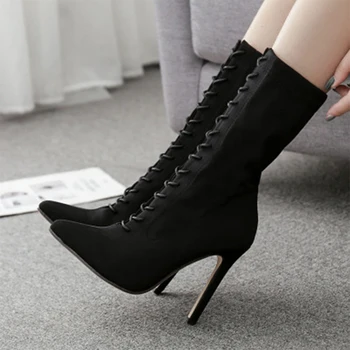 Toe Lace Pointed Women Up Ankle Boots 2020 Women's Sexy Thin High Heels Ladies Elegant Pump Female Shoe Woman Footwear Plus Size
Toe Lace Pointed Women Up Ankle Boots 2020 Women's Sexy Thin High Heels Ladies Elegant Pump Female Shoe Woman Footwear Plus Size