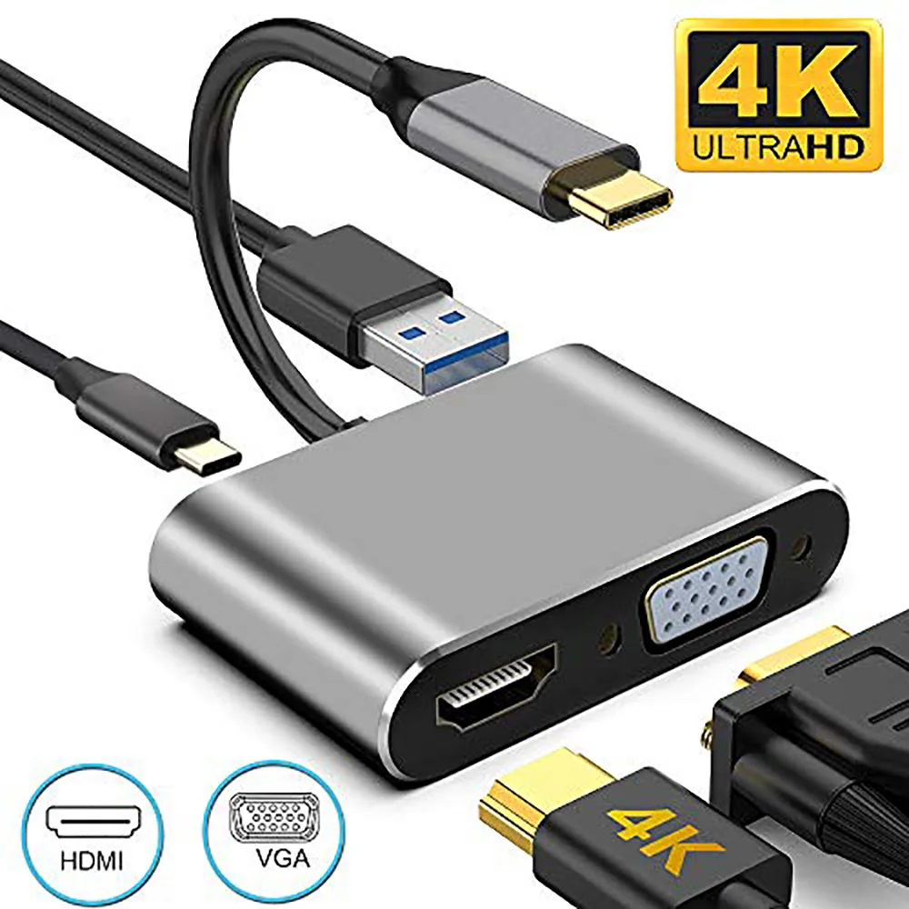 HUB 4 in 1 USB C HDMI Type c to HDMI 4K Adapter VGA USB3.0 Port PD Fast charger for Macbook pro Samsung s9 s10
HUB 4 in 1 USB C HDMI Type c to HDMI 4K Adapter VGA USB3.0 Port PD Fast charger for Macbook pro Samsung s9 s10
