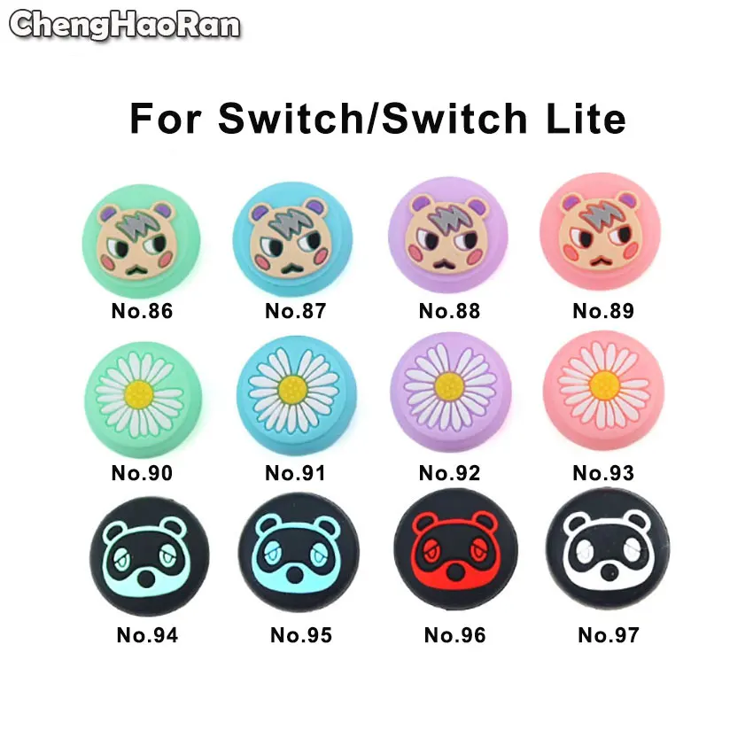 Фото ChengHaoRan 2pcs Bear Thumb Stick Grip Cap Joystick Cover For Nintendo Switch NS Lite Joy-Con Controller Soft Thumbstick Case |