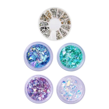 1x Manicure 3D Nail Art Decorations Wheel with Gold and Silver Metal Studs & 4x 2.0g Holographic Laser-Nail Powder
1x Manicure 3D Nail Art Decorations Wheel with Gold and Silver Metal Studs & 4x 2.0g Holographic Laser-Nail Powder