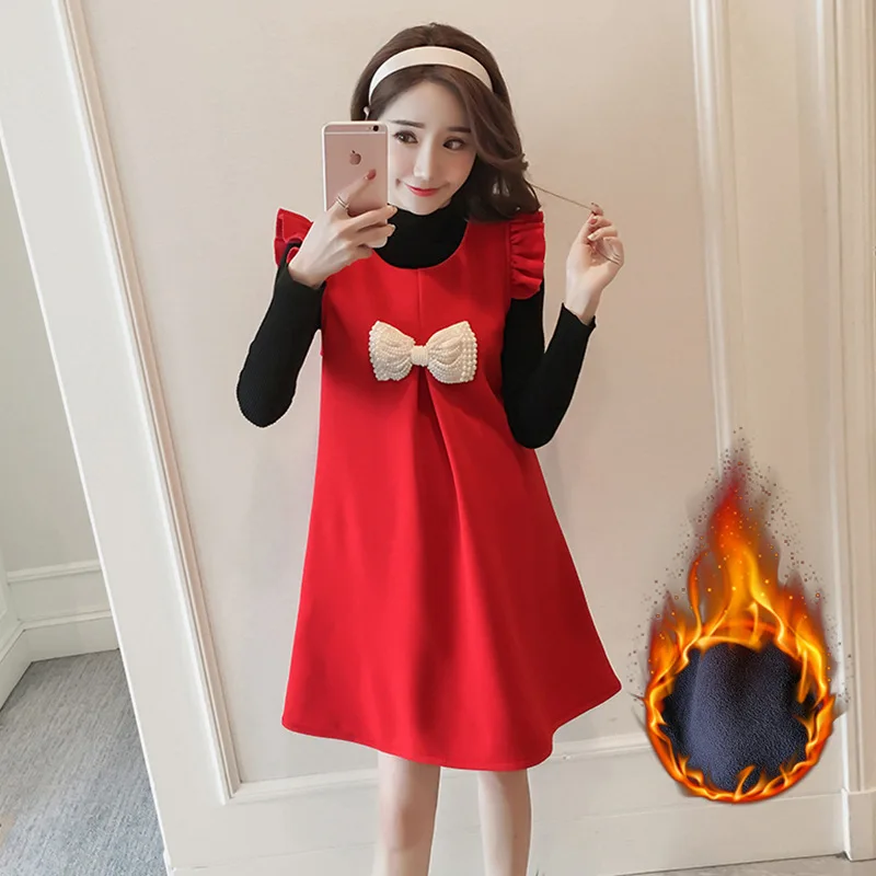 Maternity Clothes New Style plus Velvet Two-Piece Set Vest Dress Autumn And Winter Large Size Thick Winter Tops Fashion 
Maternity Clothes New Style plus Velvet Two-Piece Set Vest Dress Autumn And Winter Large Size Thick Winter Tops Fashion