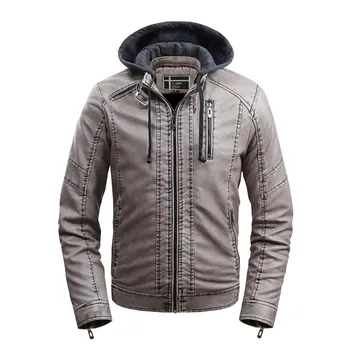 New Autumn Men Jacket Fashion Hat Detachable Plus Velvet Warm Mens Leather Jacket Casual Simple Long-sleeved Jaket Men
New Autumn Men Jacket Fashion Hat Detachable Plus Velvet Warm Mens Leather Jacket Casual Simple Long-sleeved Jaket Men