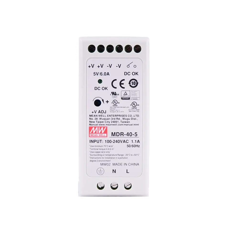 Original Mean Well MDR-40-5 DC 5V 6A 30W meanwell Single Output Industrial DIN Rail Power Supply
Original Mean Well MDR-40-5 DC 5V 6A 30W meanwell Single Output Industrial DIN Rail Power Supply