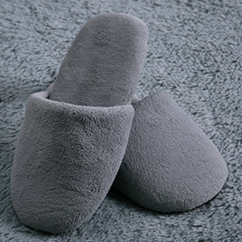 1 Pair Flock Bread Shoes Hotel Disposable Slippers Colorful winter Warm Home Women Slippers Bedroom Indoor Non-slip Slippers