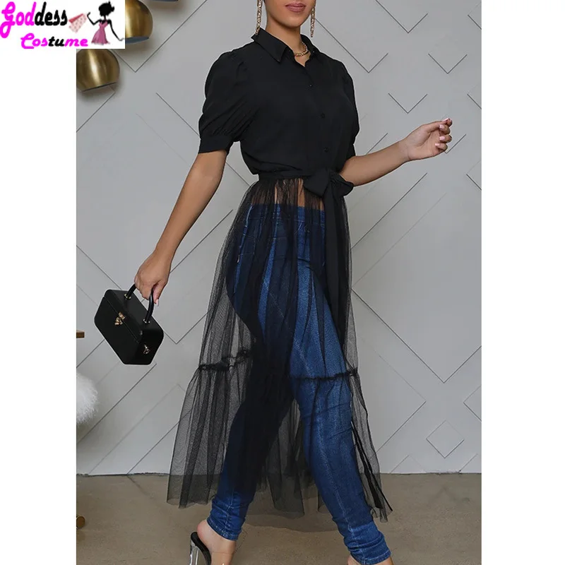 Lady Clothes Fashion Solid Mesh Combo Tunic Women Long Blouse Shirt Button Up Tulle Top Splicing Dress Shirt
Lady Clothes Fashion Solid Mesh Combo Tunic Women Long Blouse Shirt Button Up Tulle Top Splicing Dress Shirt