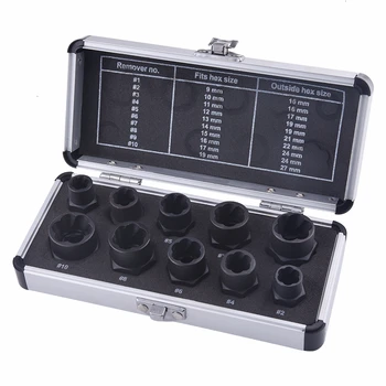 10Pcs/Set Nut Remover Kit Screw Remover Extractor Repair Tools Nut Threading Removal Socket Tools Hand Tools Garage Accessories
10Pcs/Set Nut Remover Kit Screw Remover Extractor Repair Tools Nut Threading Removal Socket Tools Hand Tools Garage Accessories