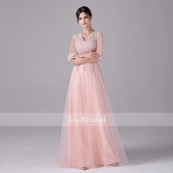 A-Line V-Neck Floor Length Tulle Bridesmaid Dress With Appliques For Wedding Party
A-Line V-Neck Floor Length Tulle Bridesmaid Dress With Appliques For Wedding Party