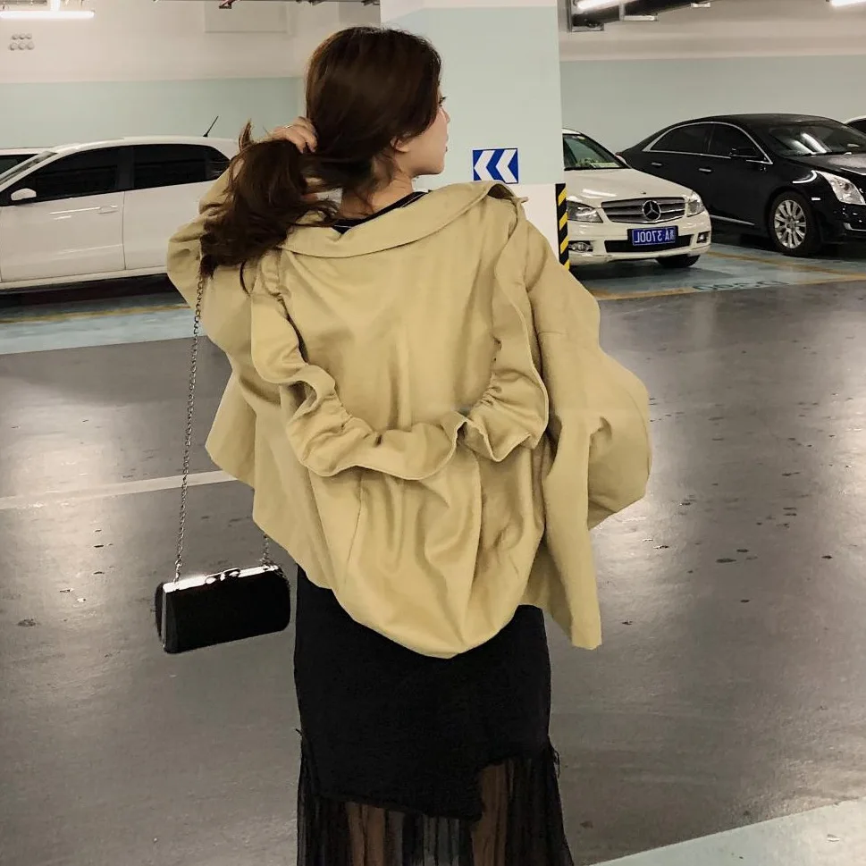 Photo Shoot CHIC Elegant Ol Khaki Short Loose-Fit Fold-down Collar Hooded BF Laziness Stereo Pocket Trench Coat Women's
Photo Shoot CHIC Elegant Ol Khaki Short Loose-Fit Fold-down Collar Hooded BF Laziness Stereo Pocket Trench Coat Women's