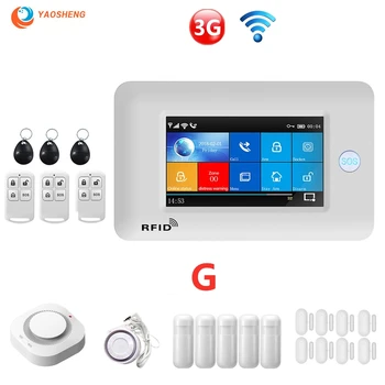 PG-106 3G 433MHz Wireless WIFI GPRS Touch Screen Smart Home Burglar Security Alarm Systems with Siren Smoke Detector Door Sensor
PG-106 3G 433MHz Wireless WIFI GPRS Touch Screen Smart Home Burglar Security Alarm Systems with Siren Smoke Detector Door Sensor
