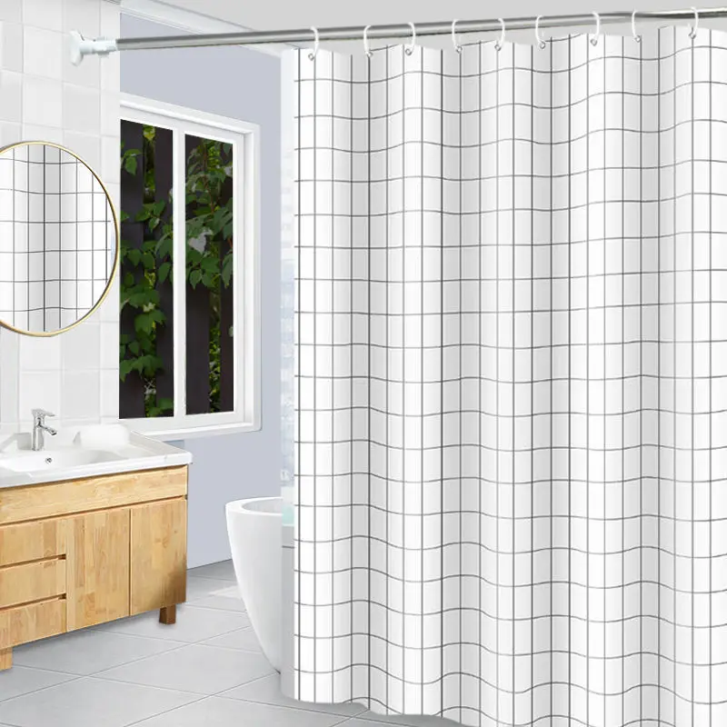 

Waterproof Shower Curtain Set With Hooks Solid Color Bathroom Curtains For Bathtub Dropshipping Bath Mildew Proof for Home Decor