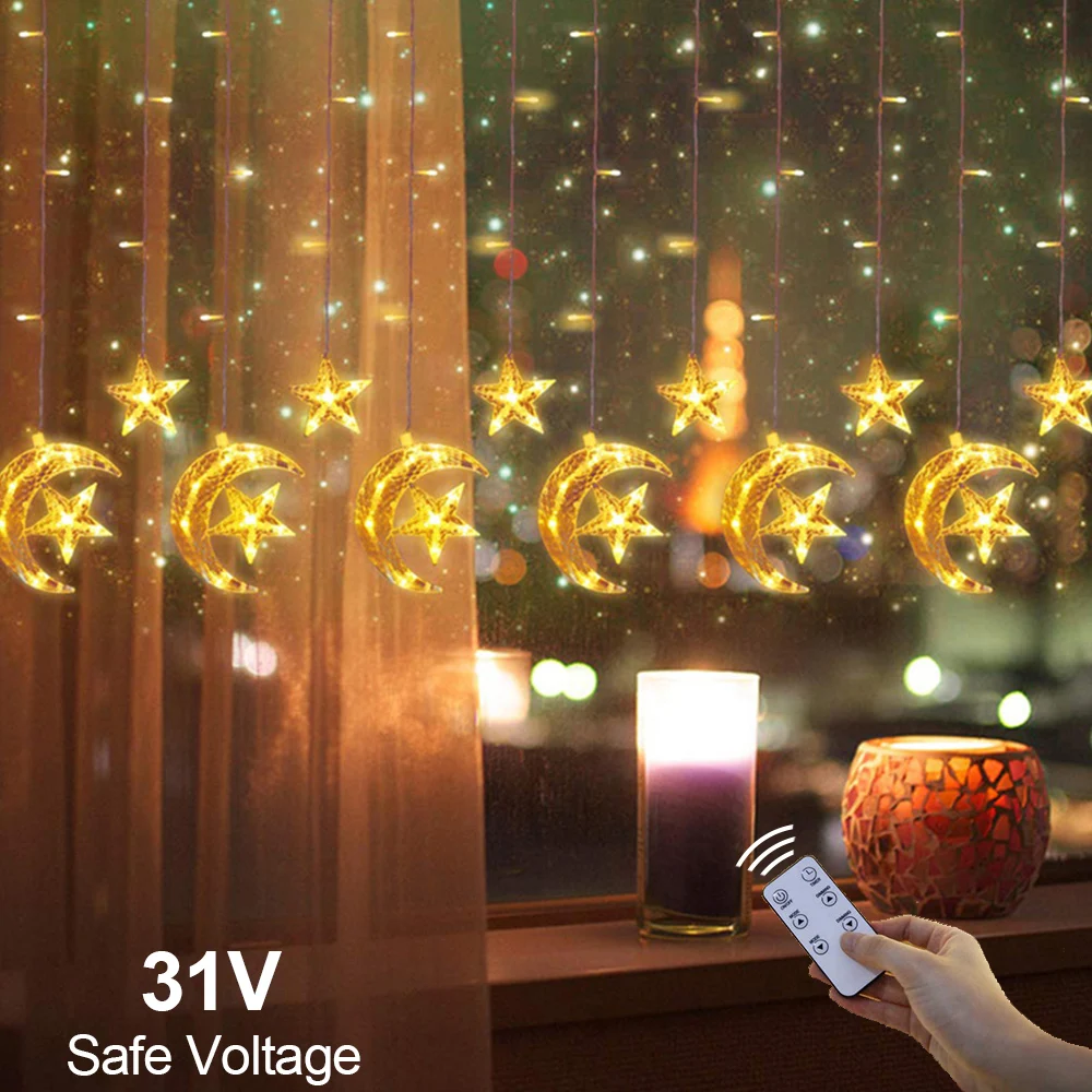 8 Modes Controller Remote Control LED String Lights Moon Star Curtain String Lights Lamp For Christmas Bedroon Party Decoration
8 Modes Controller Remote Control LED String Lights Moon Star Curtain String Lights Lamp For Christmas Bedroon Party Decoration