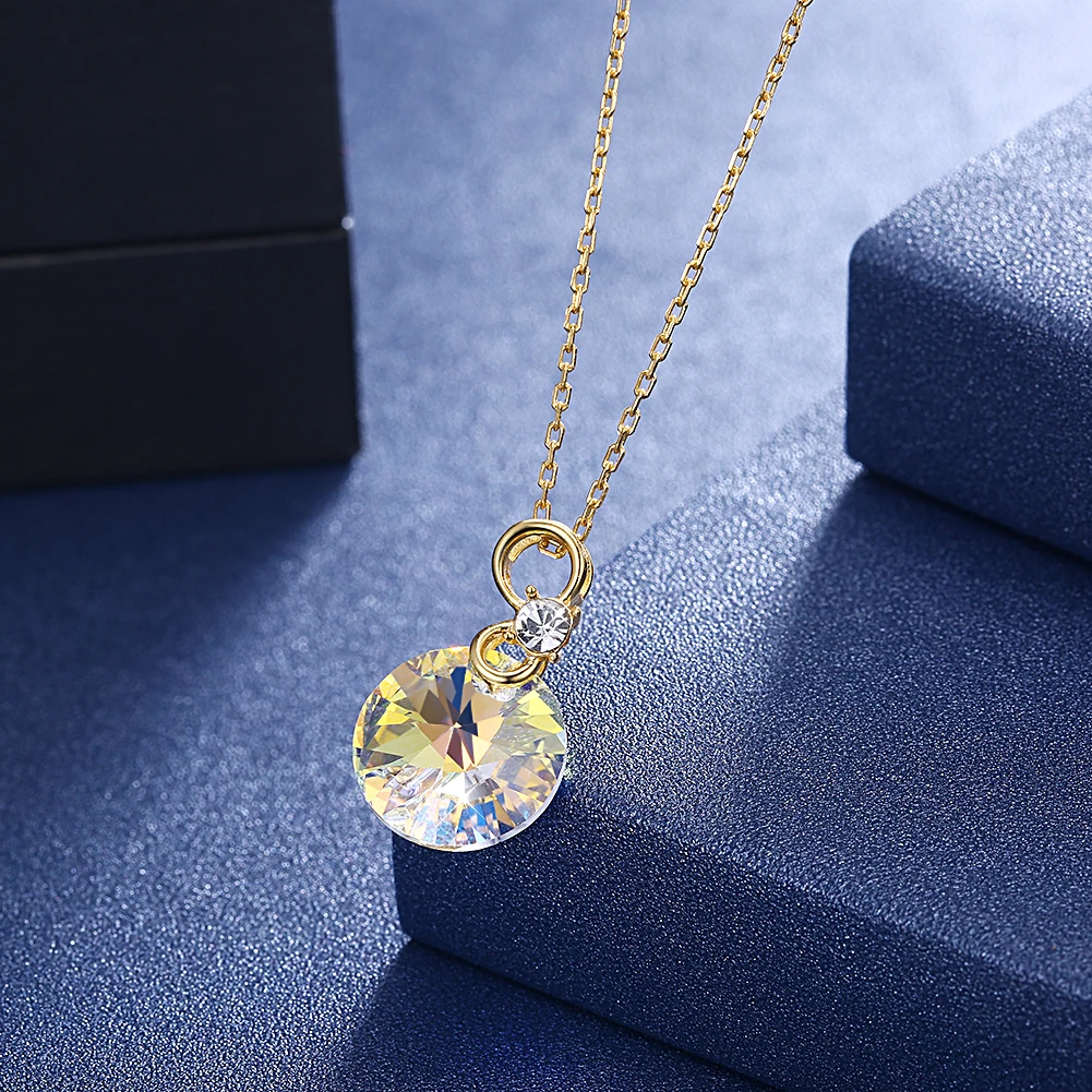 Круглая подвеска в форме сердца с кристаллами Swarovski ожерелье из стерлингового