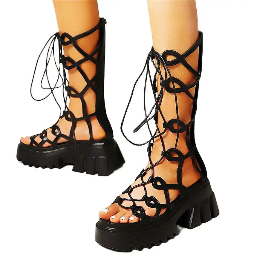 Sexy Party Pumps Gladiators Women's Lace Up Strappy Summer Mid Calf Sandals Boots Platform Creepers Goth Punk Open Toe
Sexy Party Pumps Gladiators Women's Lace Up Strappy Summer Mid Calf Sandals Boots Platform Creepers Goth Punk Open Toe