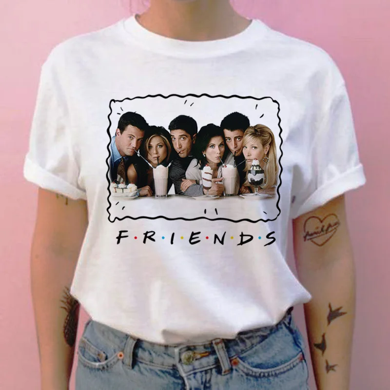 friend tv show women t shirt harajuku cartoon top tee shirt women female Casual Vintage Printing streetwear tshirt