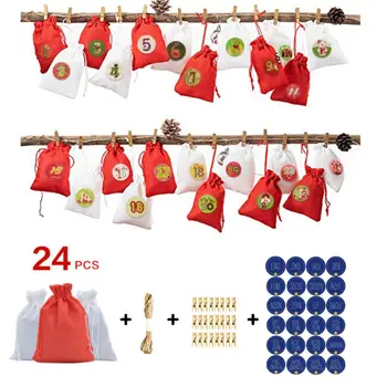 24pcs/set Advent Christmas Calendar Filling Candy Bag Stickers Clips Drawstring T8WE
24pcs/set Advent Christmas Calendar Filling Candy Bag Stickers Clips Drawstring T8WE