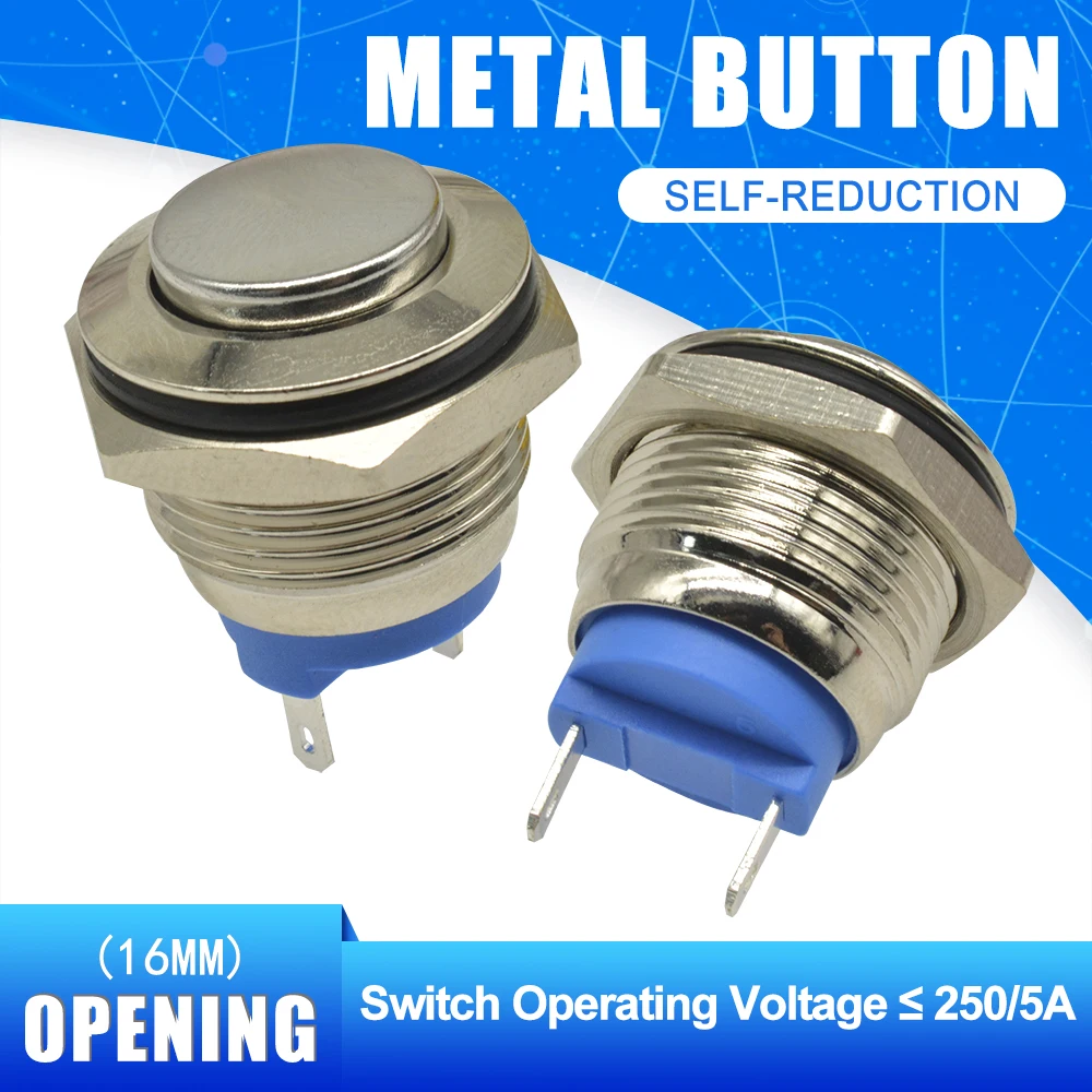16MM Push Button Switch 250V 5A Self Resetting Stainless Steel Switch for Car Auto
16MM Push Button Switch 250V 5A Self Resetting Stainless Steel Switch for Car Auto