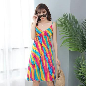 Sexy V-Neck Spaghetti Strap Summer Dress Women High waist Knee-Length Dress Holiday Party Dress Ladies 2020
Sexy V-Neck Spaghetti Strap Summer Dress Women High waist Knee-Length Dress Holiday Party Dress Ladies 2020