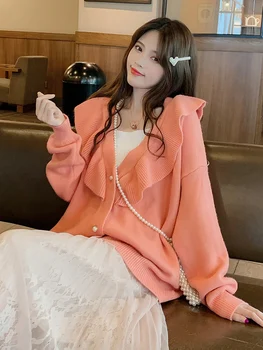 Sweaters Jackets for Women 2019 New Spring Autumn Ruffles Elegant V Neck Long Sleeve Knitted Cardigans Female Sweaters
Sweaters Jackets for Women 2019 New Spring Autumn Ruffles Elegant V Neck Long Sleeve Knitted Cardigans Female Sweaters