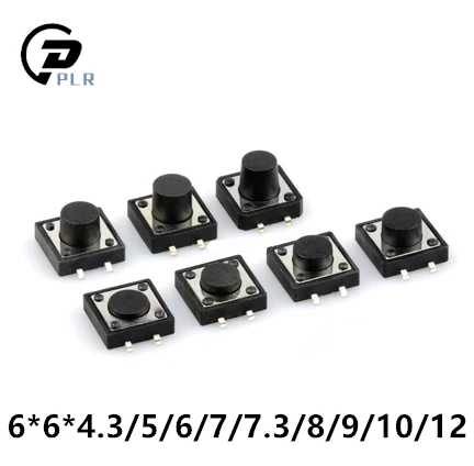 6X6X5mm-12mm SMD Tactile Tact Mini Push Button Switch Micro Momentary SMD-4 20PCS/lot 6X6X4.3/5/6/7/7.3/8/9/10/12mm | Обустройство