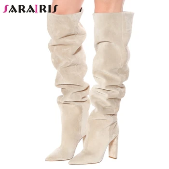 SARAIRIS Elegant Girl Brand Fashion Dress Boots Solid Flock Mid Calf Winter Boots Women Pointed Toe High Heels Shoes Woman
SARAIRIS Elegant Girl Brand Fashion Dress Boots Solid Flock Mid Calf Winter Boots Women Pointed Toe High Heels Shoes Woman