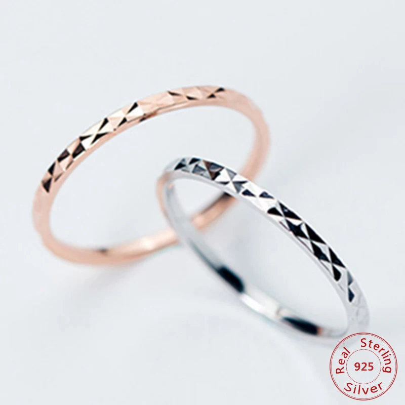 Фото Korea Style 925 Sterling Silver Rings Fashion Simple Glint Gleam Fine Ring Thin Little finger For Women Jewelry Rose Gold | Украшения и