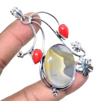 Mookaite Jaspers,Coral Pendant Silver Overlay over Copper , 70mm, P6214
Mookaite Jaspers,Coral Pendant Silver Overlay over Copper , 70mm, P6214