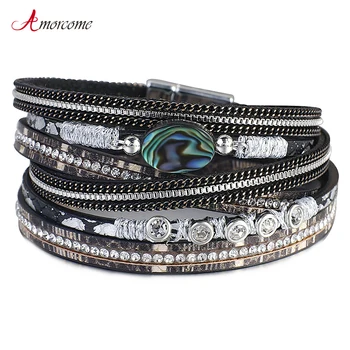 Amorcome Bohemian Abalone shell Leather Bracelet for Women 2020 Fashion Multilayer Wide Charm Wrap Bracelets & Bangles Jewelry
Amorcome Bohemian Abalone shell Leather Bracelet for Women 2020 Fashion Multilayer Wide Charm Wrap Bracelets & Bangles Jewelry