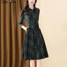 Only Plus Women's Winter French Plaid Dress Elegant Christmas Party Green Dresses Slim Single Breasted Shirt Vintage Vestidos
Only Plus Women's Winter French Plaid Dress Elegant Christmas Party Green Dresses Slim Single Breasted Shirt Vintage Vestidos