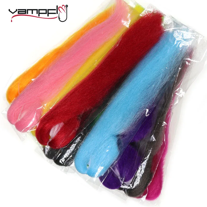 

Vampfly 7Packs Long Crimped Kinky Minnow Fiber Synthetic Hair Fuzzy Fiber Saltwater Streamer Fly Baitfish Fly Tying Materials