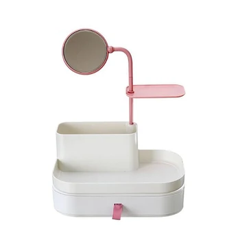 Multifunctional Plastic Desk Desktop Organizer Mirror Drawer Jewelry Case Cosmetics Cotton Swabs Holder Makeup Organizer Pink+Wh
Multifunctional Plastic Desk Desktop Organizer Mirror Drawer Jewelry Case Cosmetics Cotton Swabs Holder Makeup Organizer Pink+Wh