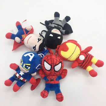 

1psc 10cm The Avengers Super Hero Spiderman Iron Man Batman Captain America Keychain Plush Stuffed Toys Doll Gifts for Kids