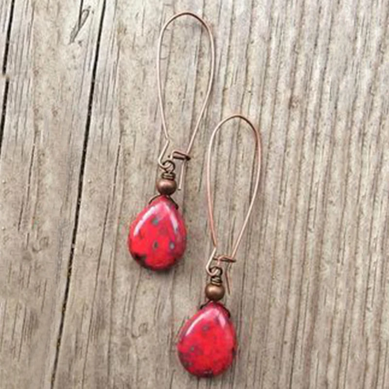 Bohemian Water Drop Red/Yellow Stone Long Earrings Vintage Pendientes Bronze Metal Ear Hook Drop Earrings Brincos Mujer Z4D283
Bohemian Water Drop Red/Yellow Stone Long Earrings Vintage Pendientes Bronze Metal Ear Hook Drop Earrings Brincos Mujer Z4D283