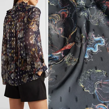 100X145cm France Hand painted tree vine flower golden thread chiffon Fabric For Woman Summer Blouse Tissu Tela Хлопок материал 
100X145cm France Hand painted tree vine flower golden thread chiffon Fabric For Woman Summer Blouse Tissu Tela Хлопок материал