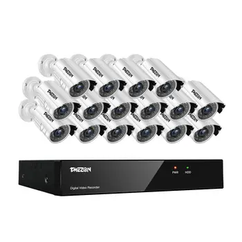 

Tmezon 16CH1080P AHD DVR NVR HVR Home Security Surveillance CCTV System 16pcs Bullet 1080P 2.0MP Camera Outdoor Weatherproof Kit